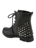 Black Studded Heel Combat Boots, , alternate