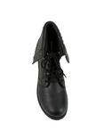 Black Studded Fold-Over Ankle Boots, , alternate