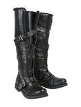 Black Sherpa Lined Knee-High Buckle Boots, , alternate