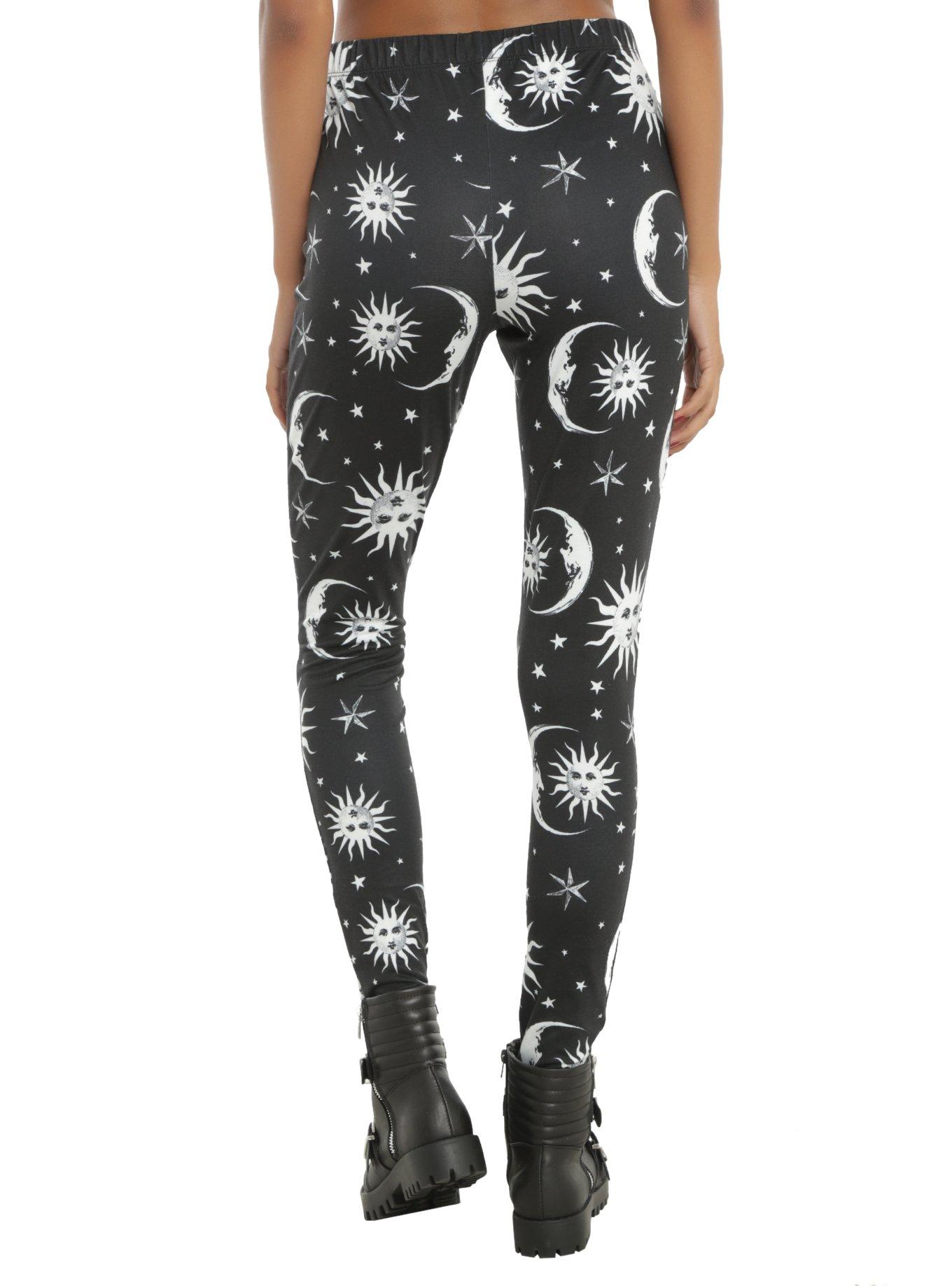 Blackheart Black & White Celestial Print Leggings, , alternate