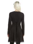 Black Lace-Up Back Long-Sleeve Dress, , alternate