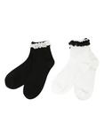 Blackheart White & Black Lace Detail Ankle Socks, , alternate