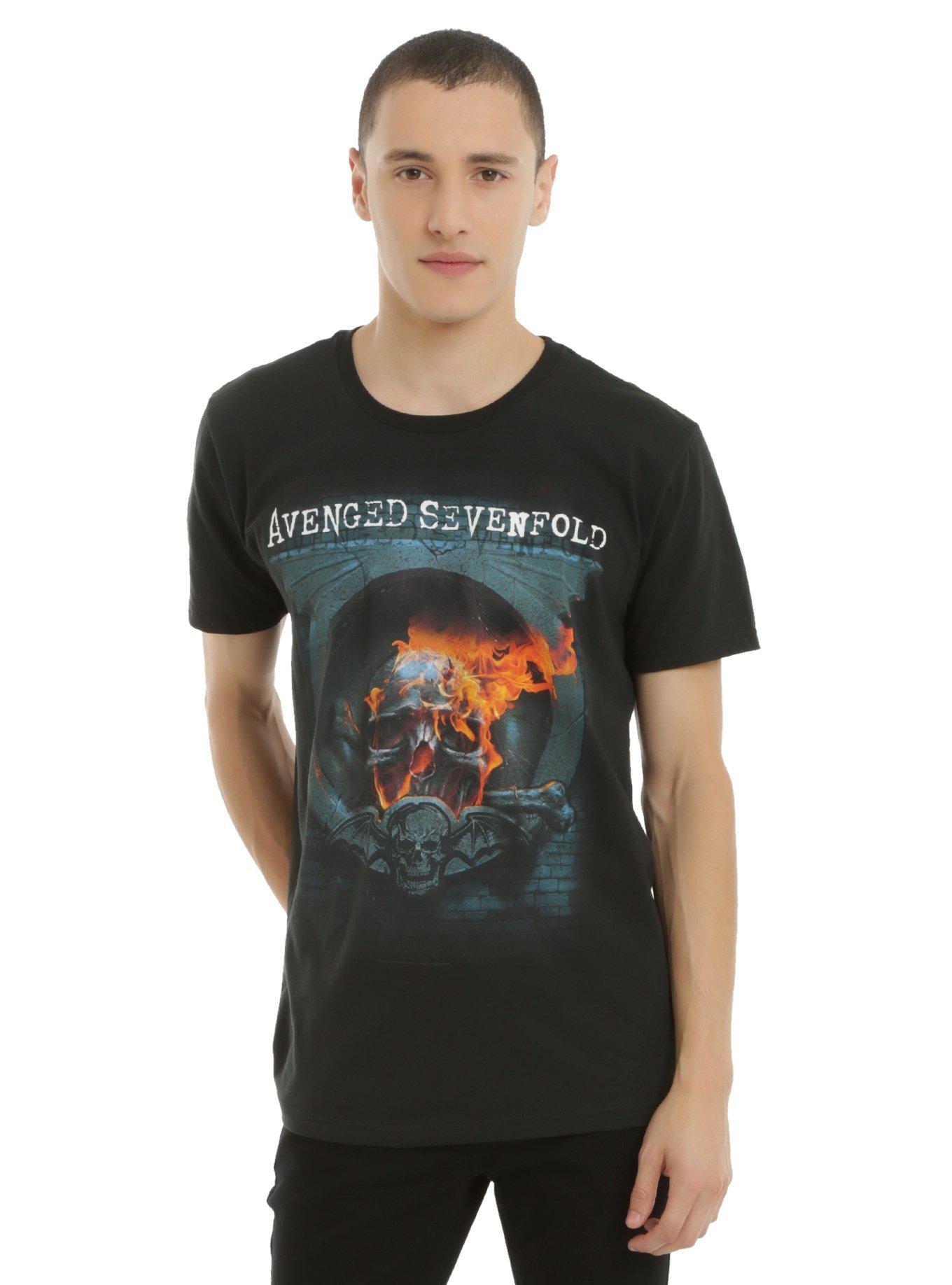 Avenged Sevenfold Flaming Skull T-Shirt, , alternate