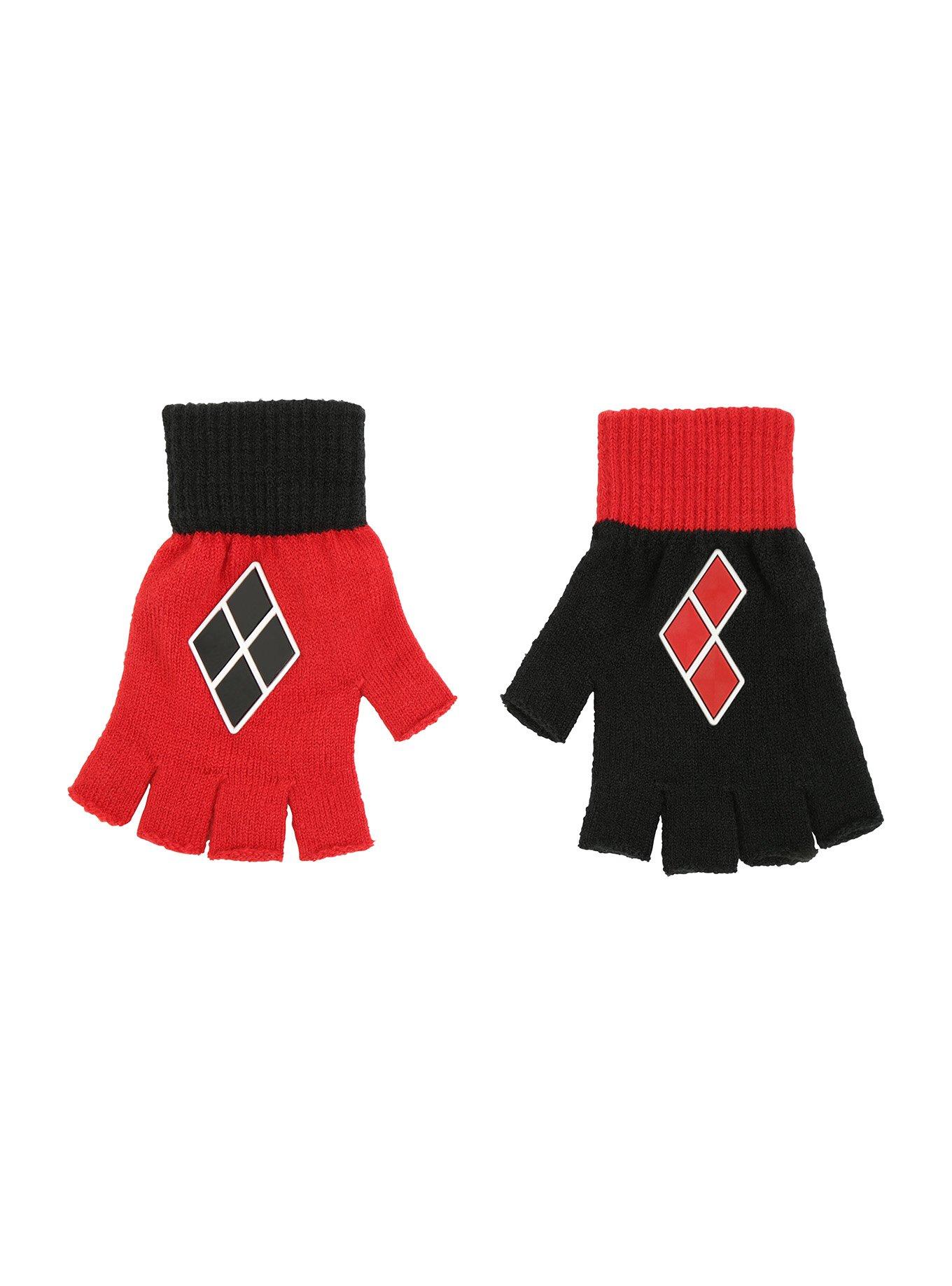 DC Comics Harley Quinn Diamonds Fingerless Gloves, , alternate