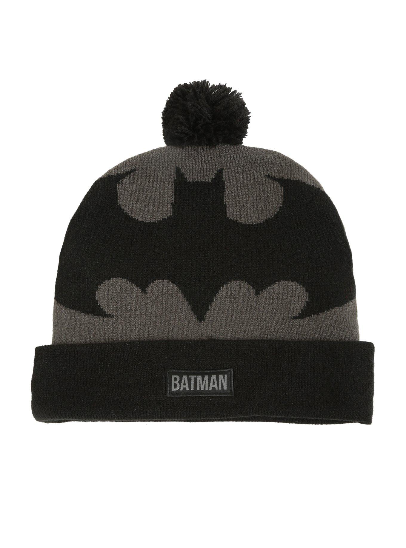 DC Comics Batman Grey Logo Pom Beanie, , alternate