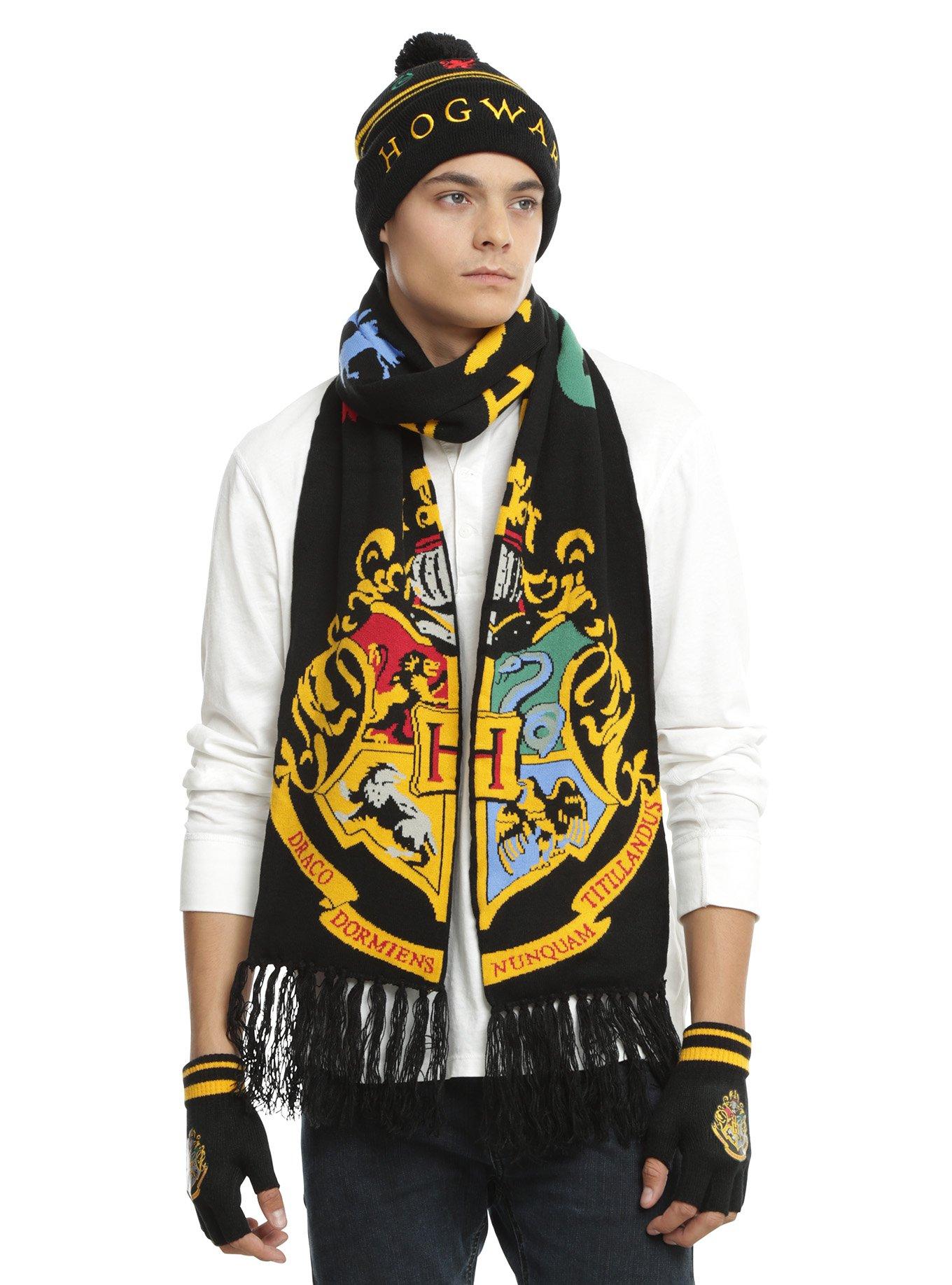 Harry Potter Hogwarts Crest Fingerless Gloves, , alternate