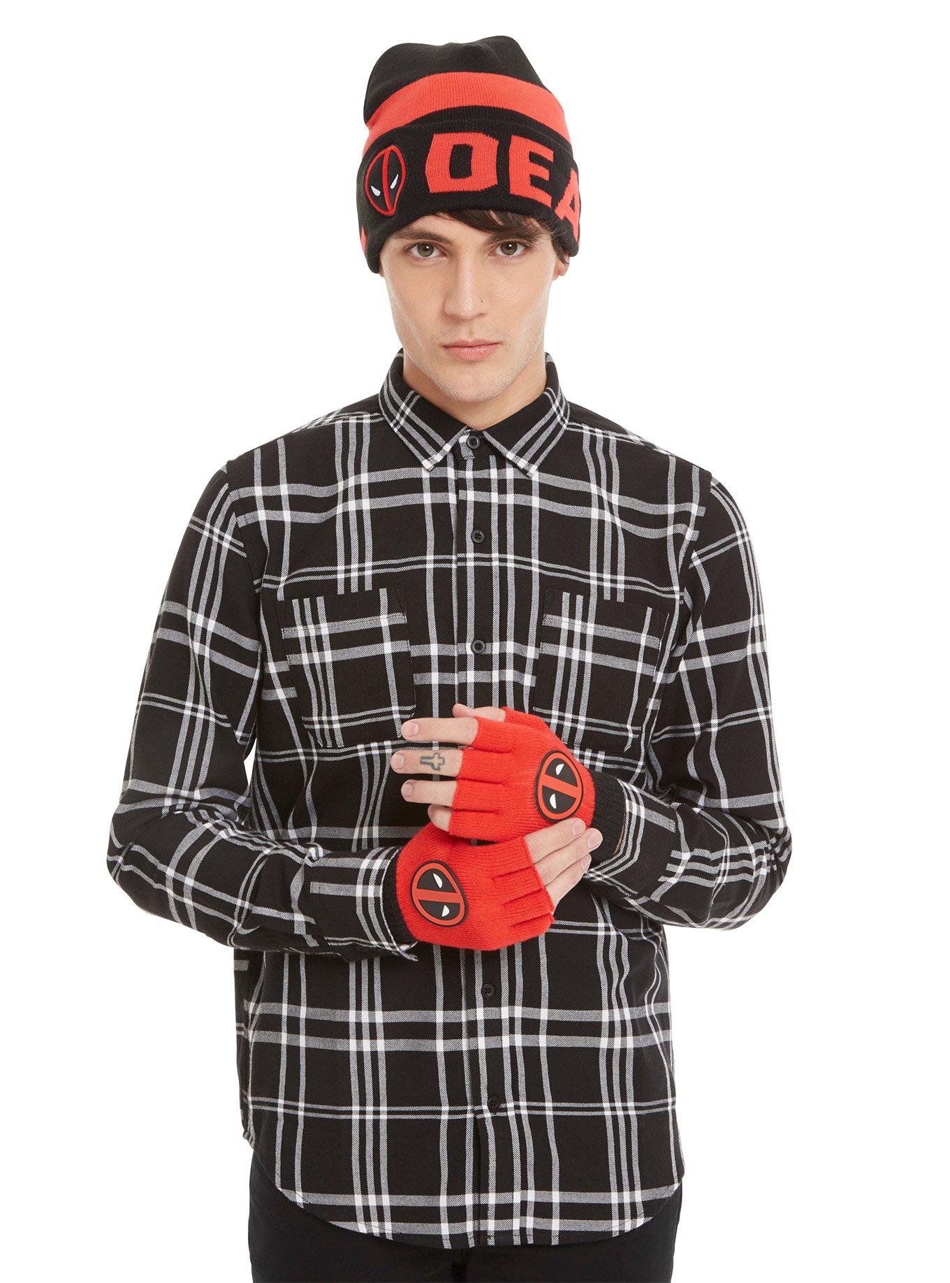 Marvel Deadpool Red Fingerless Gloves, , alternate