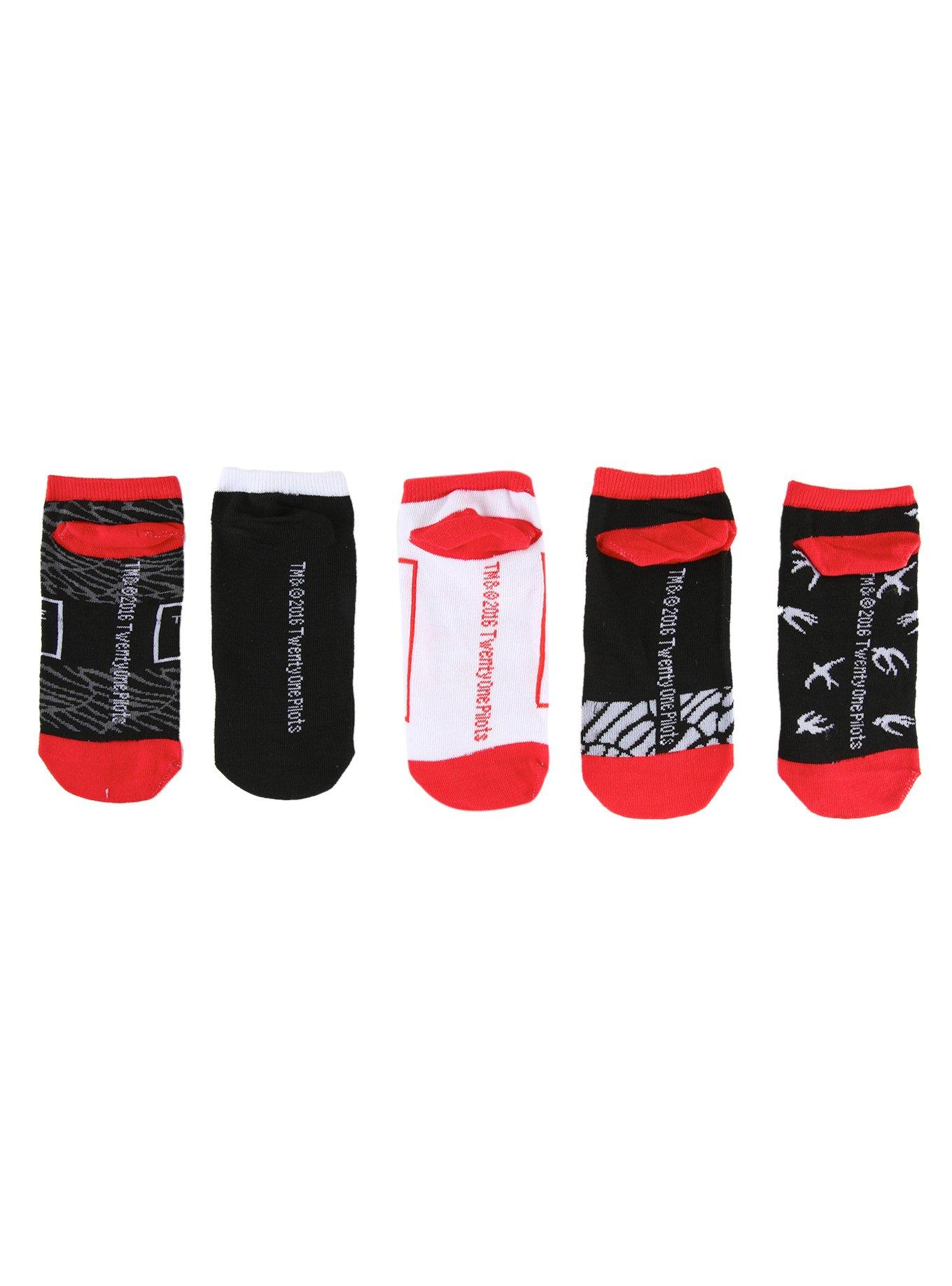 Twenty One Pilots No-Show Socks 5 Pack, , alternate