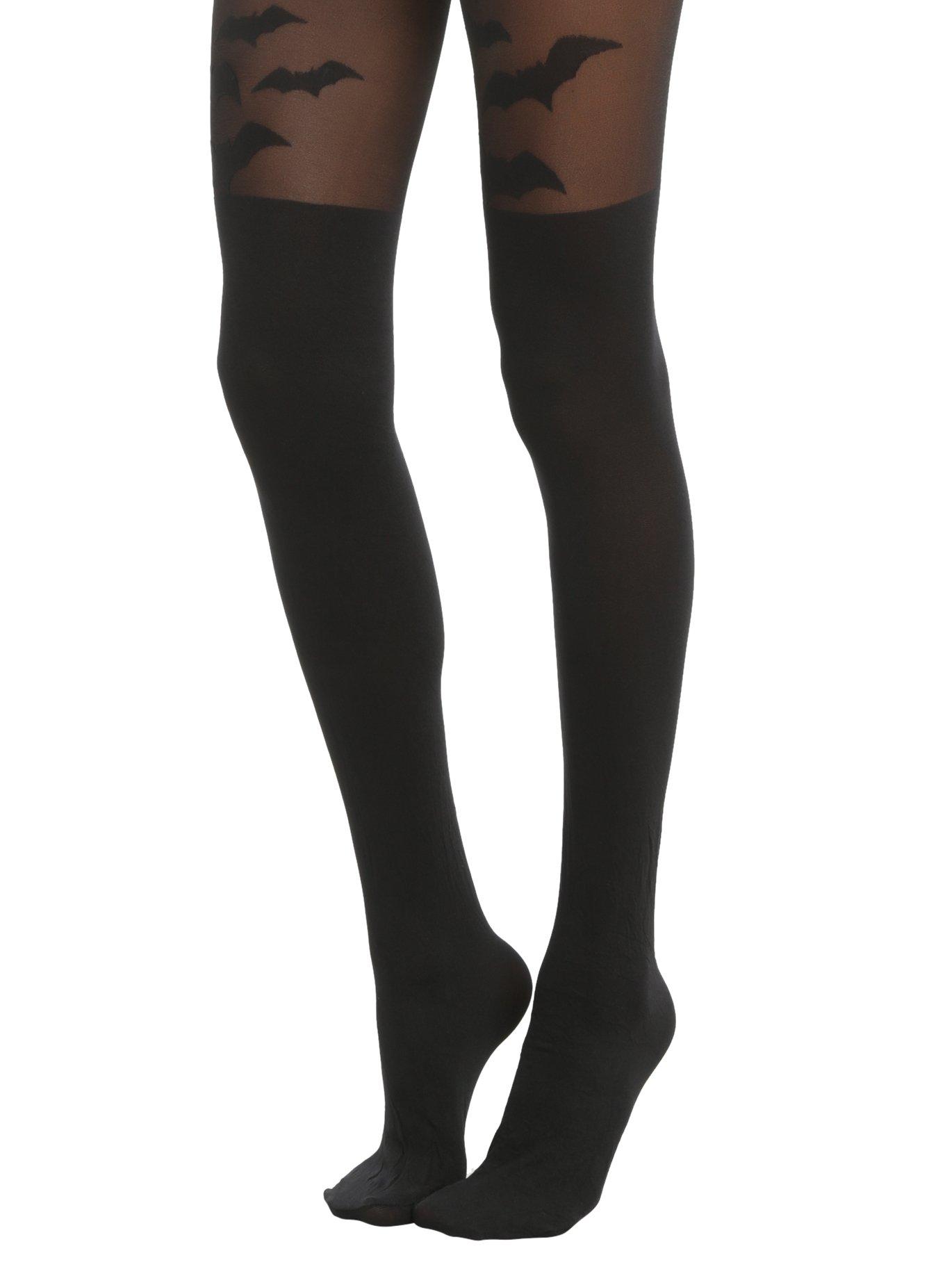 Blackheart Flying Bats Faux Thigh High Tights, , alternate