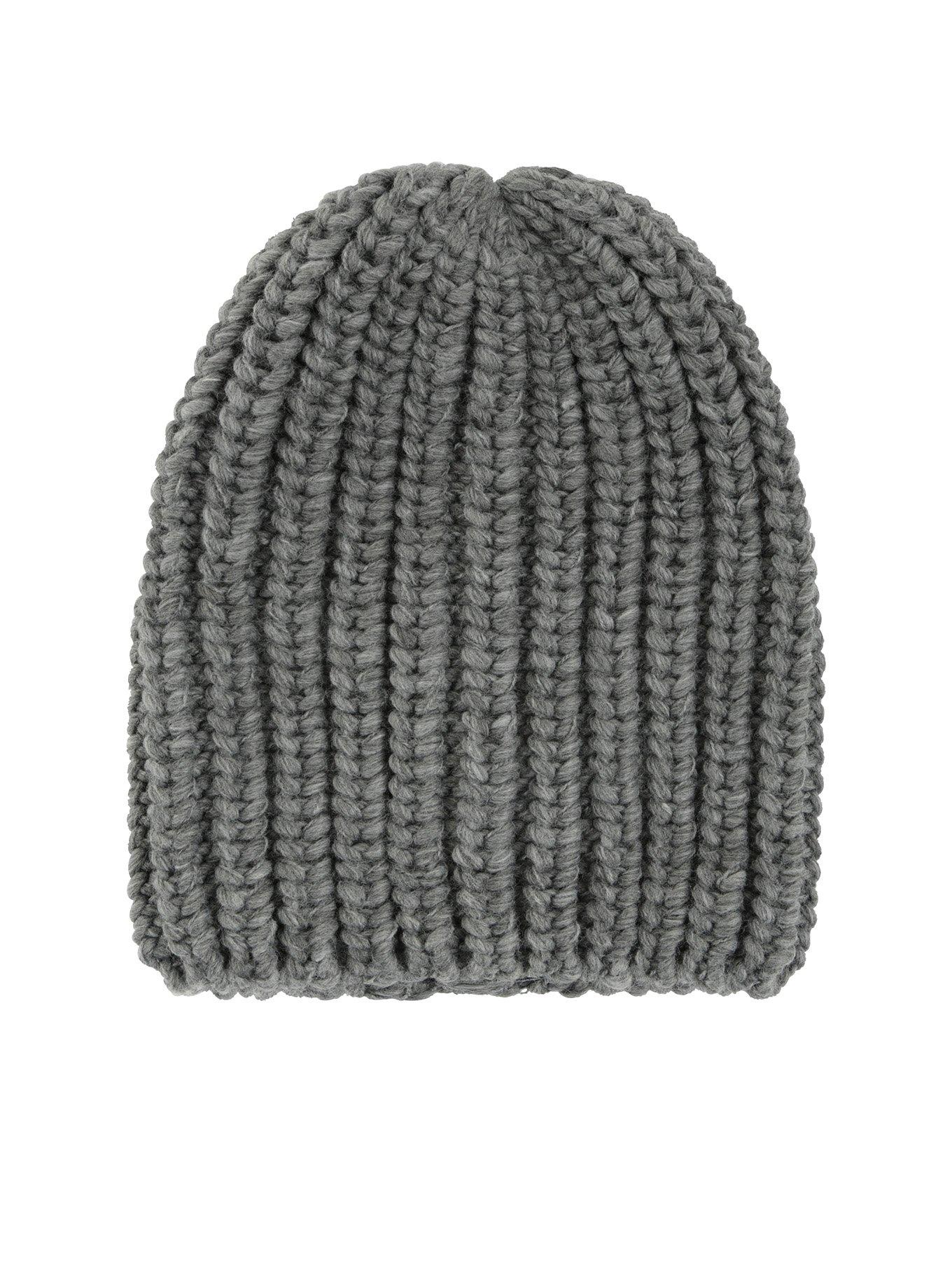 Grey Heavy Knit Slouch Beanie, , alternate