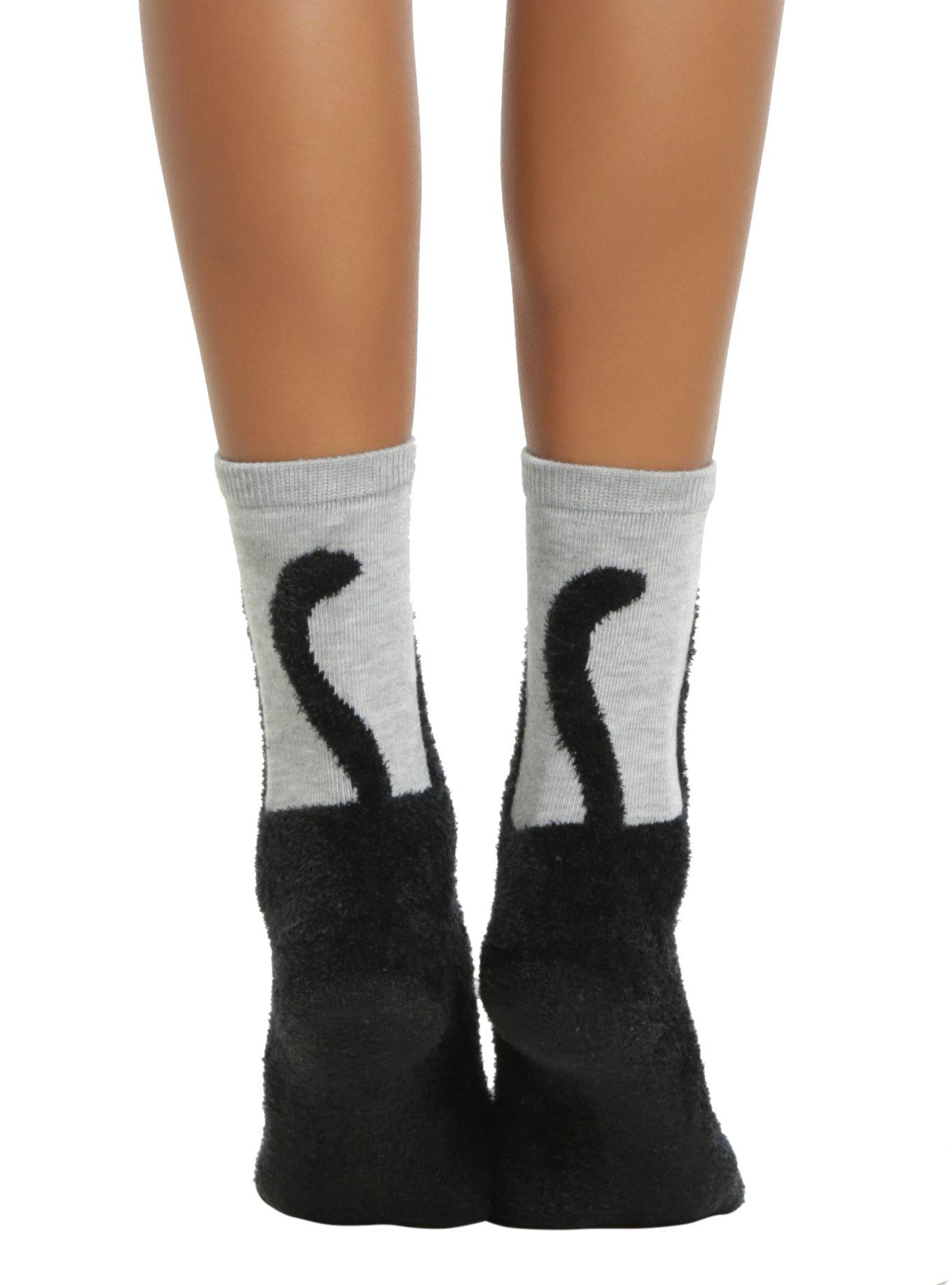 Blackheart Cozy Black Cat Crew Socks, , alternate
