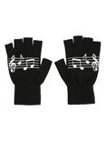 Black & White Music Note Fingerless Gloves, , alternate