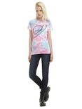Pink & Blue Tie Dye Spaceship Girls T-Shirt, , alternate