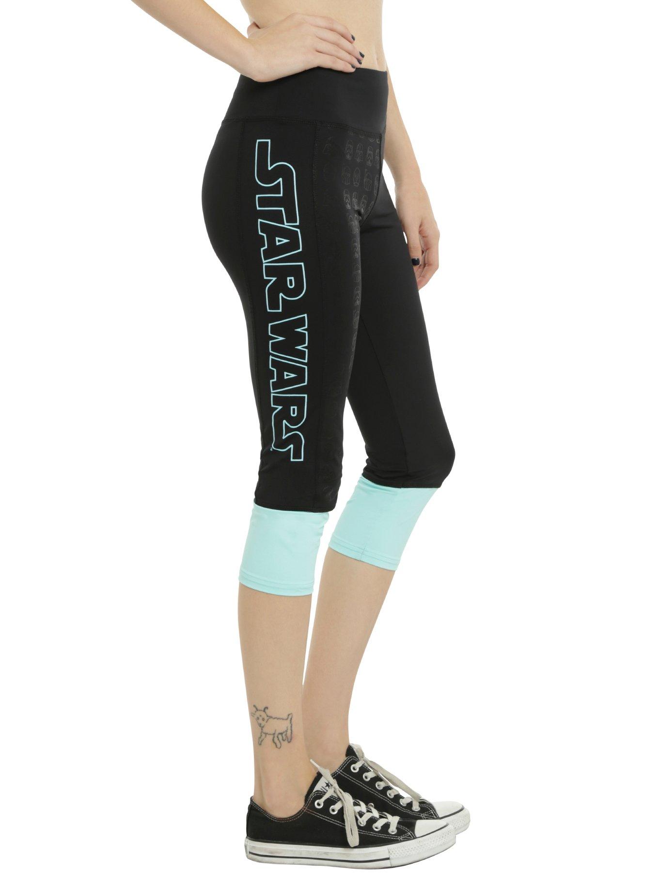 Star Wars Black & Turquoise Logo Girls Athletic Capris, , alternate