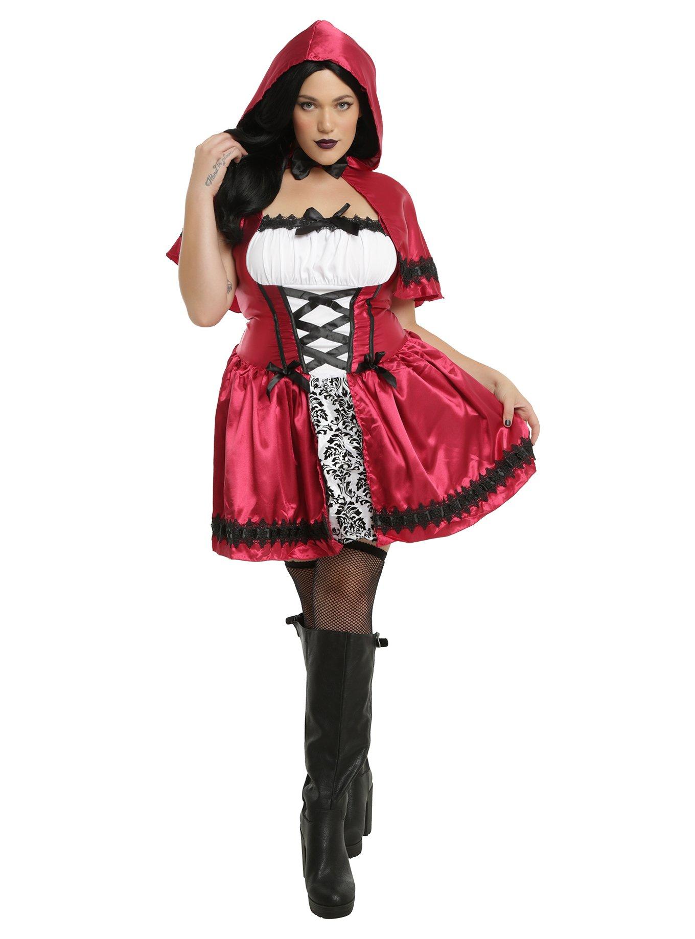 Dark Red Riding Hood Costume Plus Size, , alternate