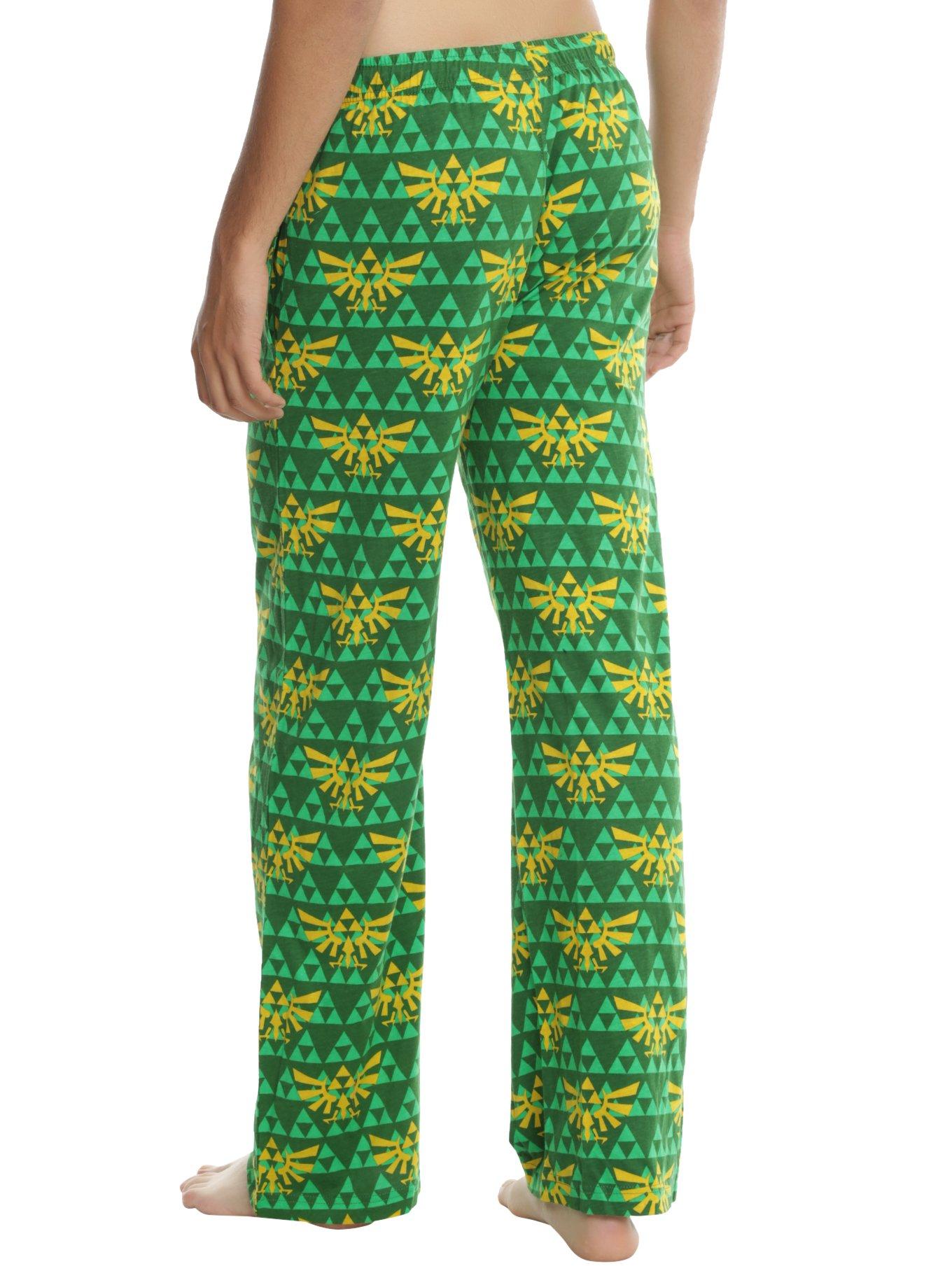The Legend Of Zelda Dark Green & Gold Triforce Guys Pajama Pants, , alternate