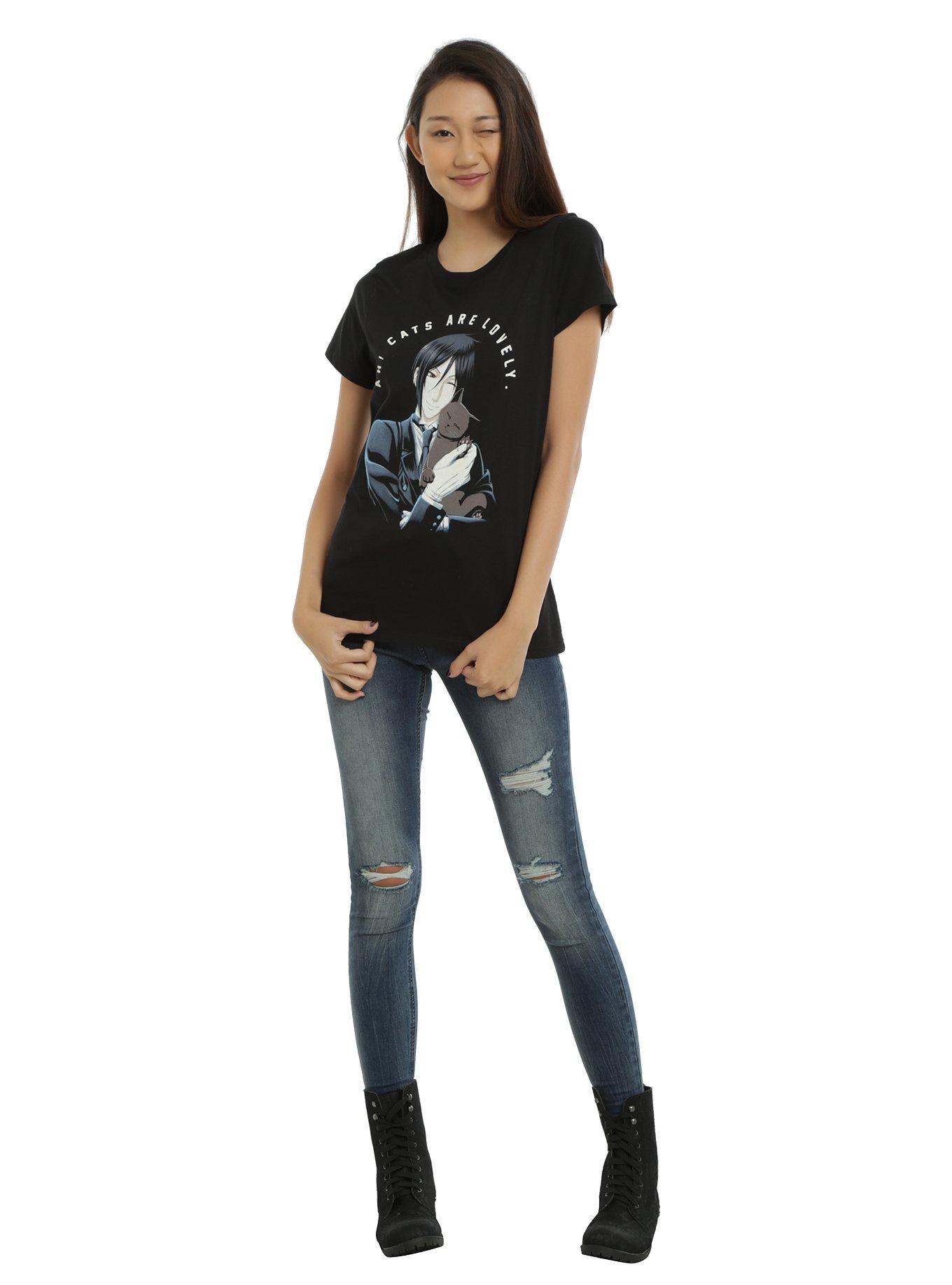 Black Butler Sebastian Cats Are Lovely Girls T-Shirt, , alternate