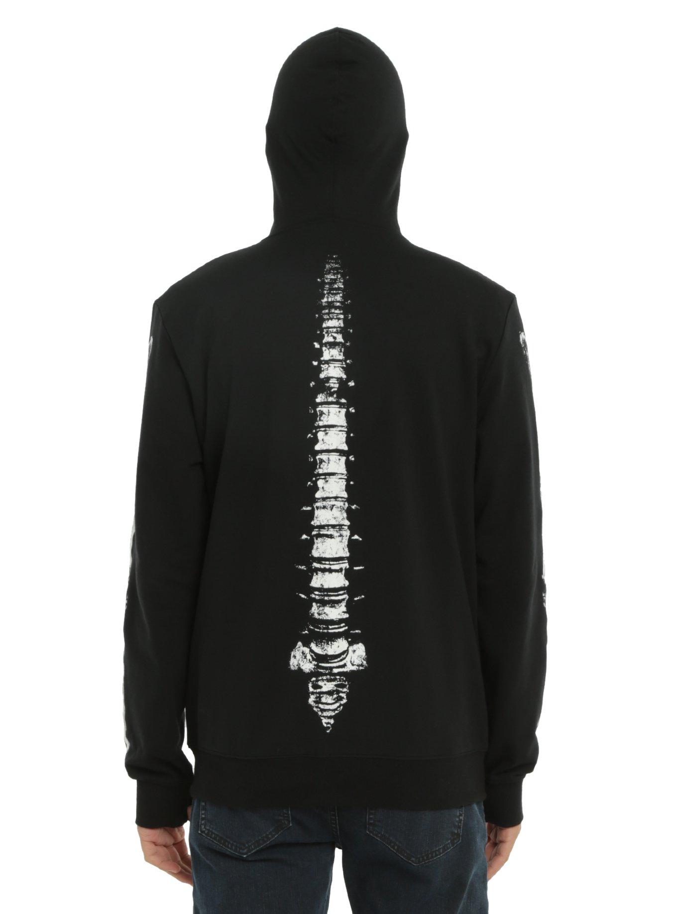 XXX RUDE Black & White Glow-In-The-Dark Skeleton Full-Zip Hoodie, , alternate