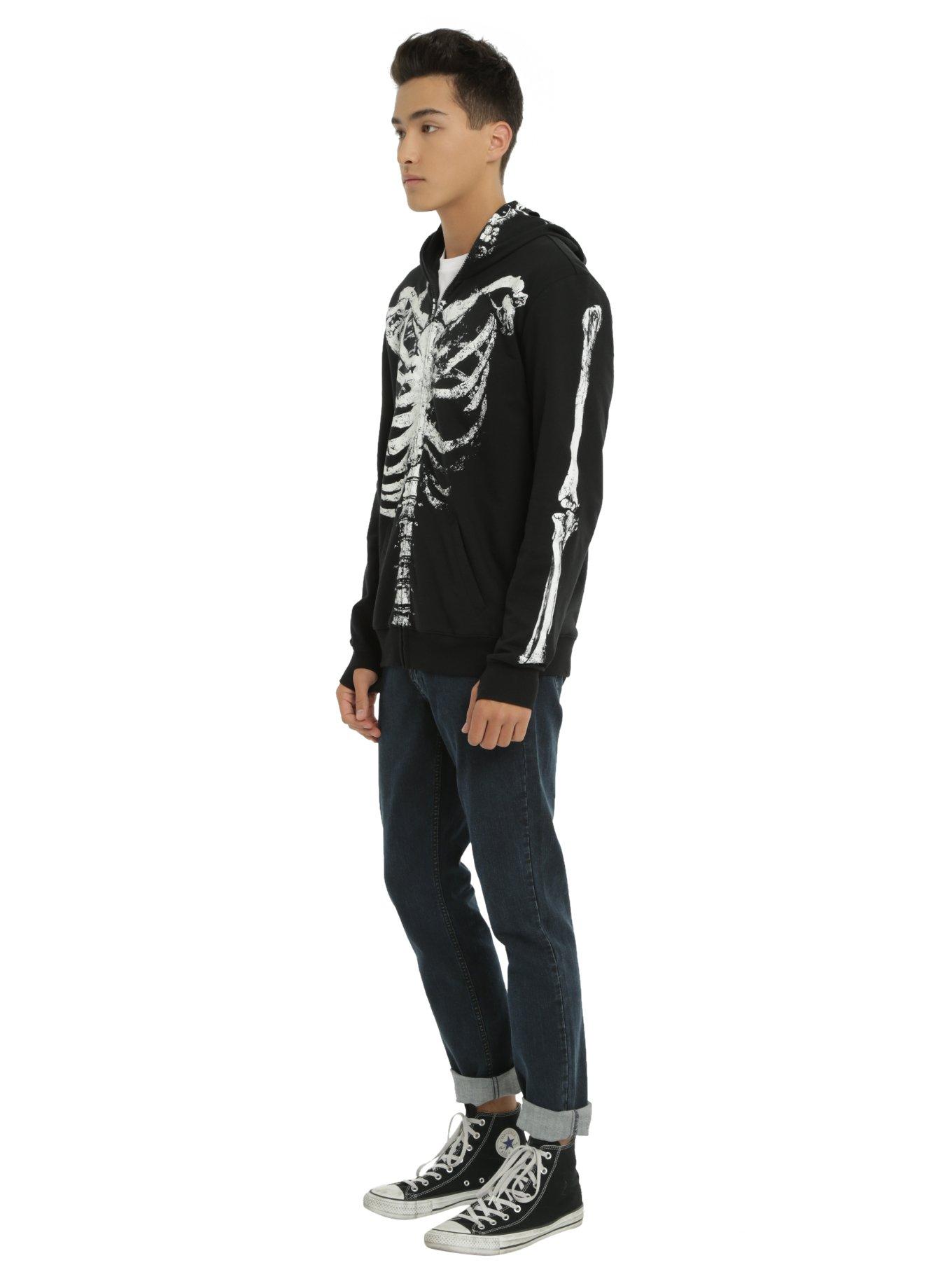 XXX RUDE Black & White Glow-In-The-Dark Skeleton Full-Zip Hoodie, , alternate