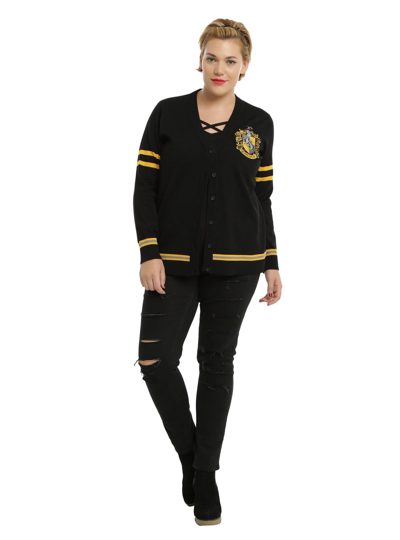 Harry Potter Hufflepuff Girls Cardigan Plus Size, BLACK, alternate