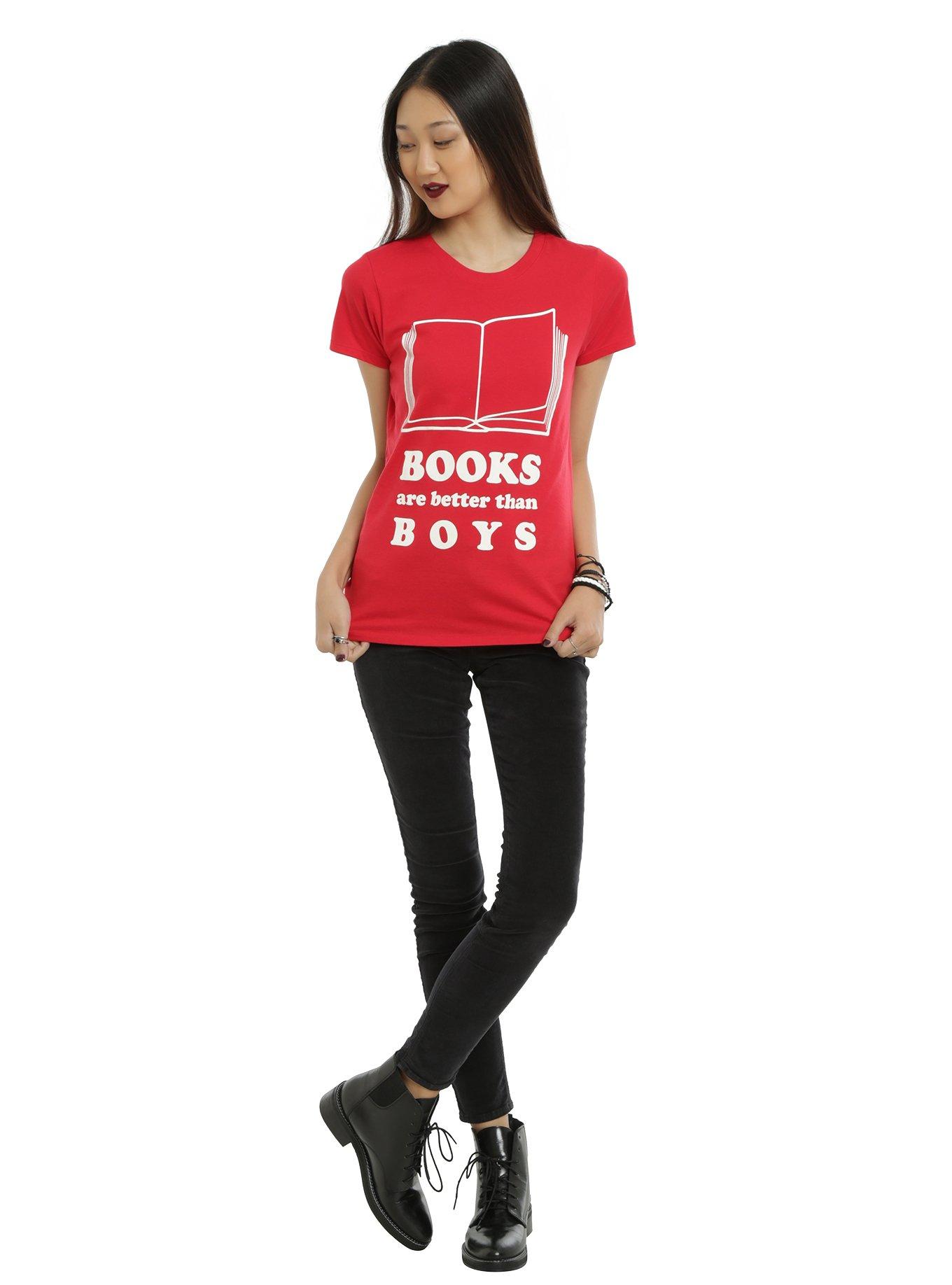 Books Are Better Than Boys Girls T-Shirt, , alternate