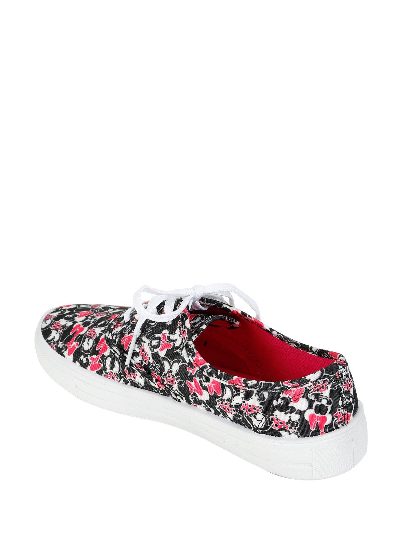 Disney Minnie Mouse Pink & Black Lace-Up Sneakers, , alternate