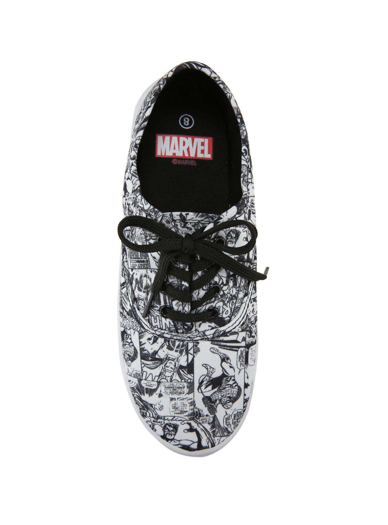Marvel Group Comic Black & White Lace-Up Sneakers, , alternate