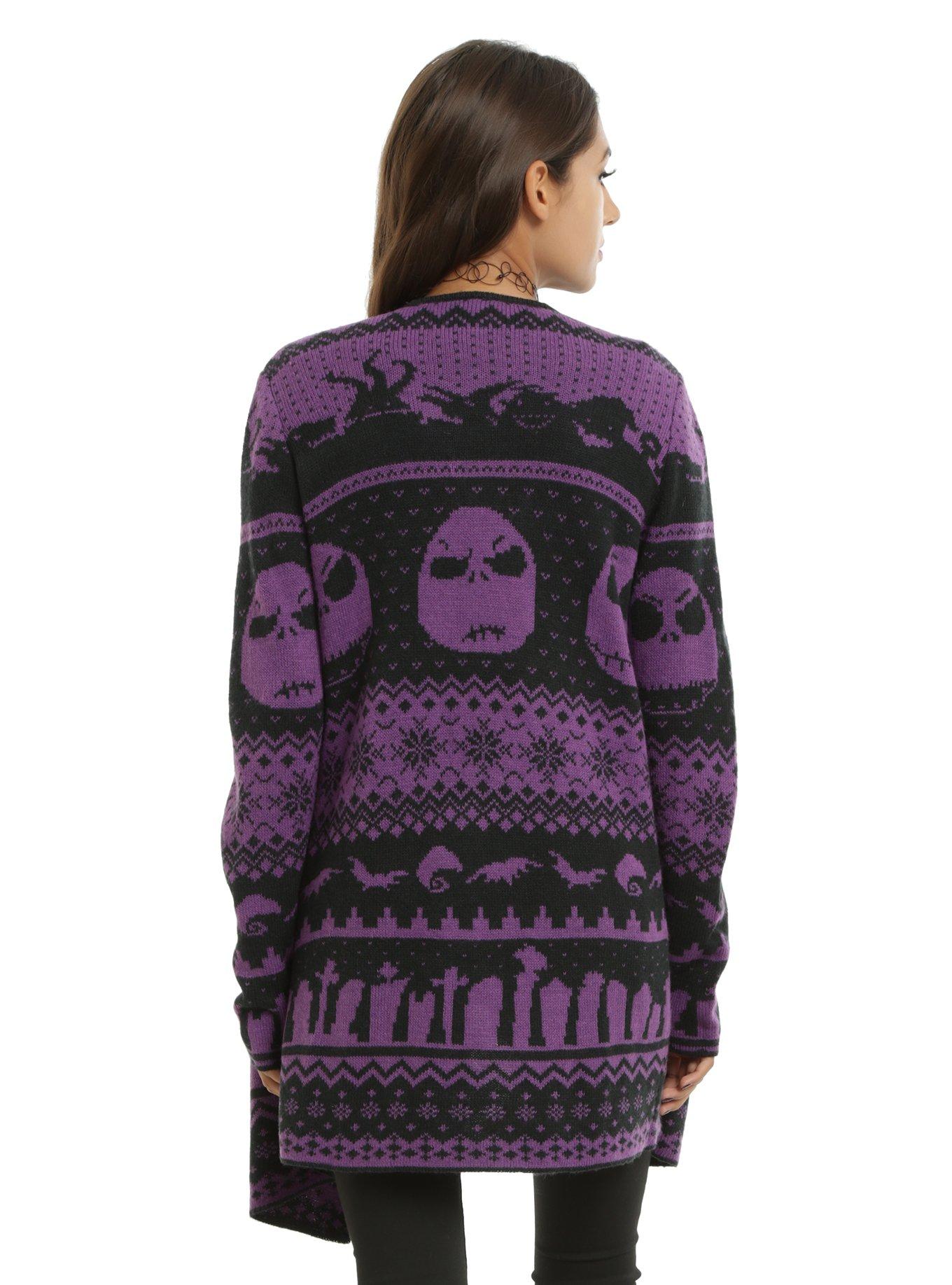 The Nightmare Before Christmas Fair Isle Girls Flyaway Cardigan, , alternate