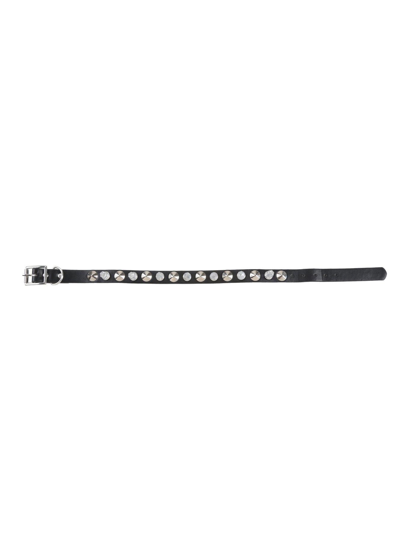 Blackheart Raw Crystal Black Faux Leather Choker, , alternate