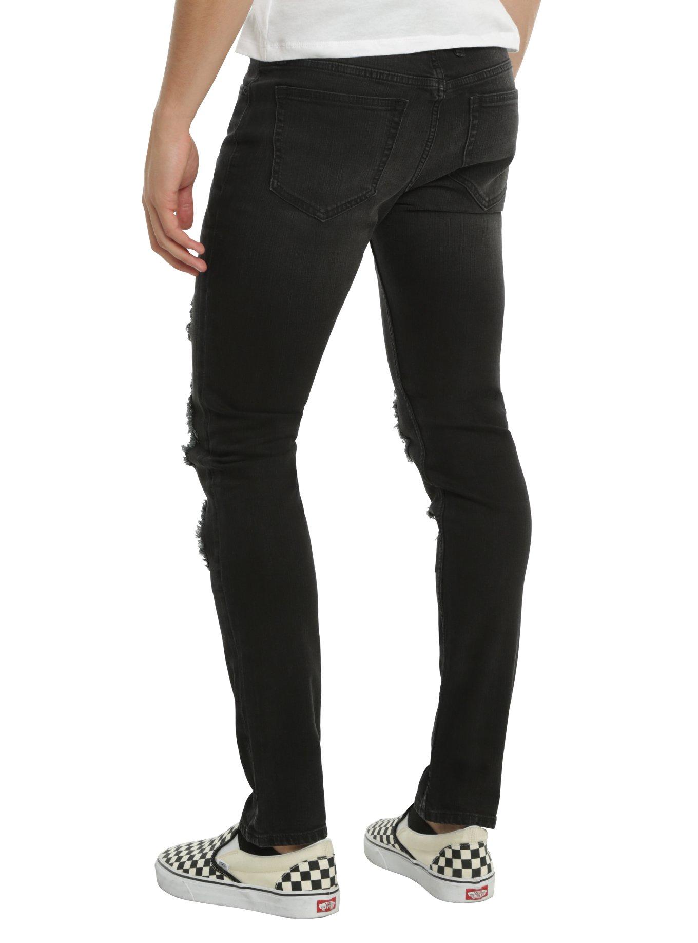 XXX RUDE Black Destructed Leg Bone Patch Skinny Jeans, , alternate
