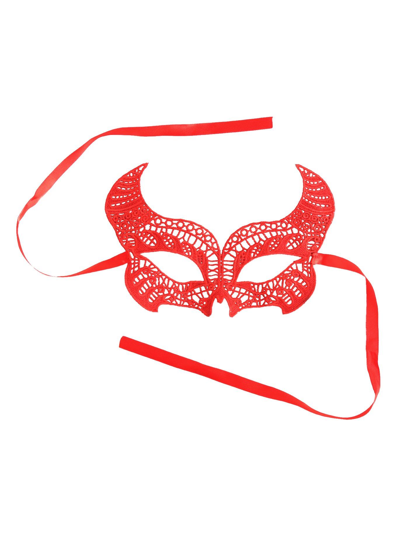 Devil Lace Masquerade Mask, , alternate