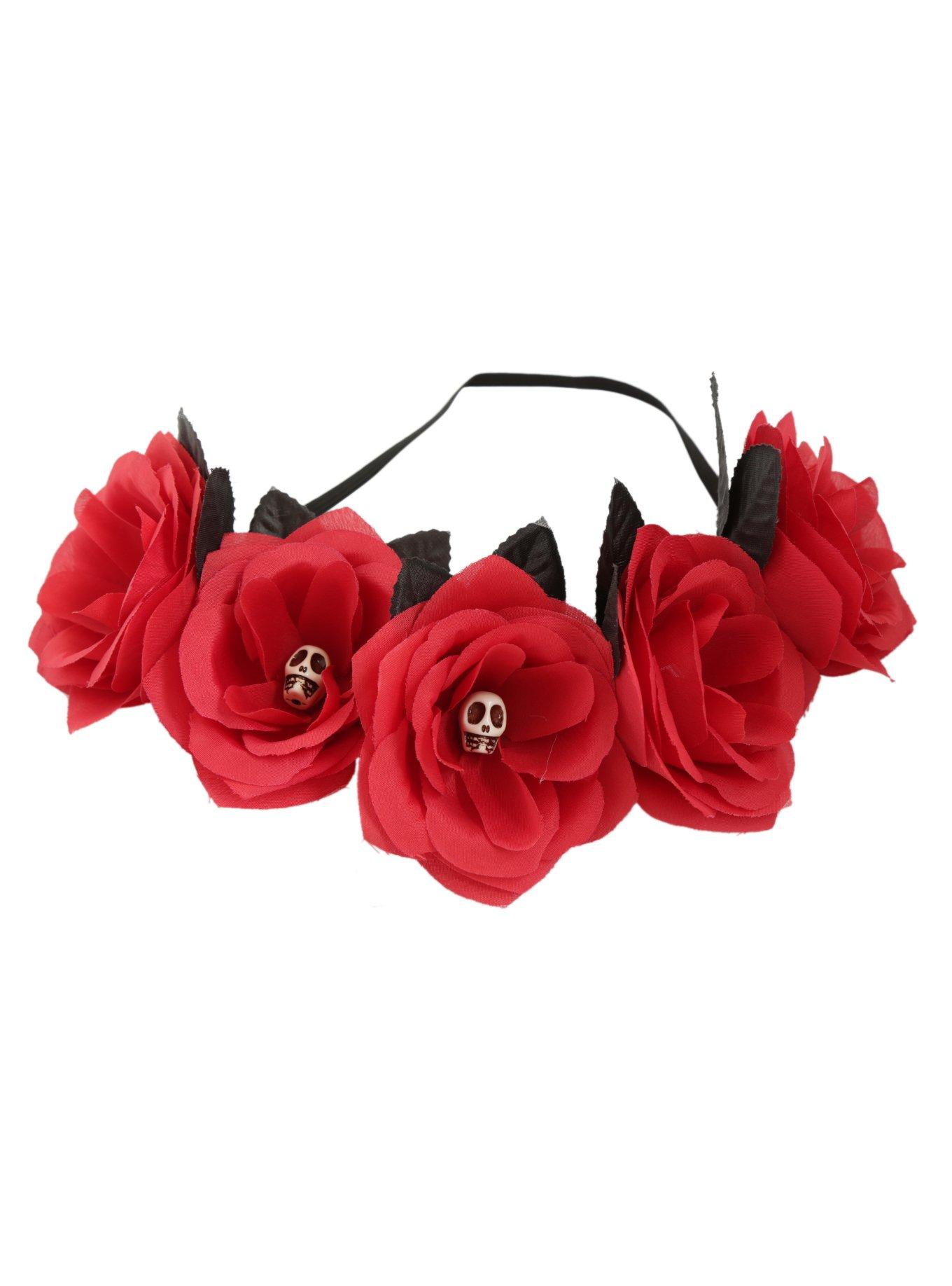 Day Of The Dead Rose Crown Headband, , alternate