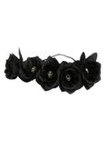 Day Of The Dead Skulls Black Rose Crown Headband, , alternate