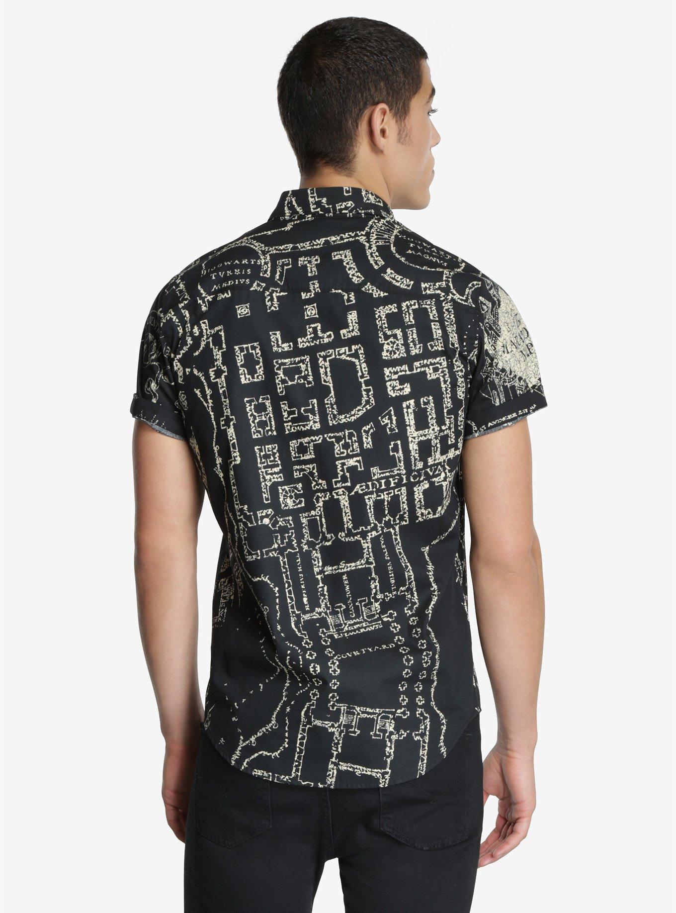 Harry Potter The Marauder's Map Woven Button-Up, , alternate