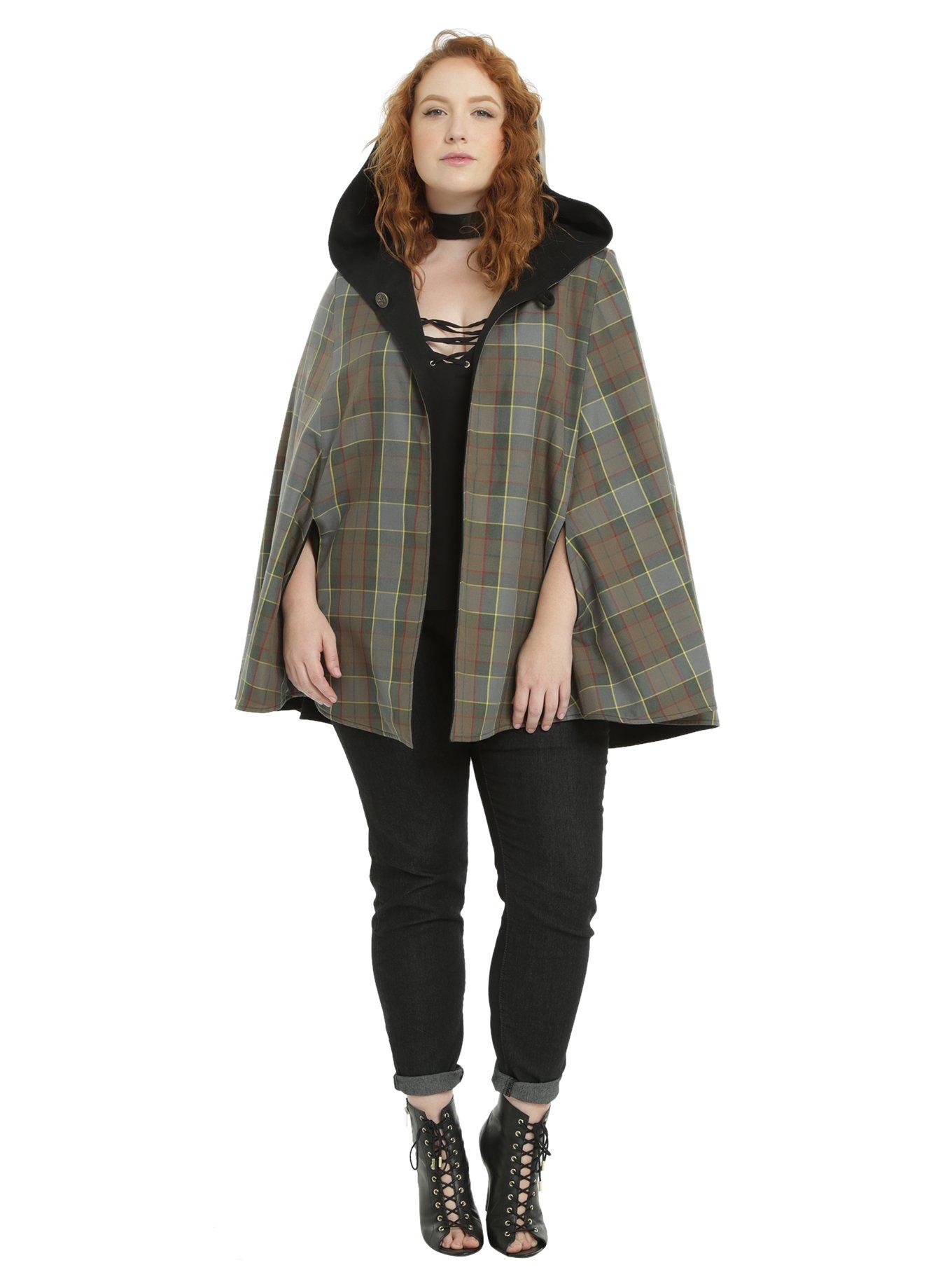 Outlander Fraser Tartan Reversible Cape Plus Size, , alternate