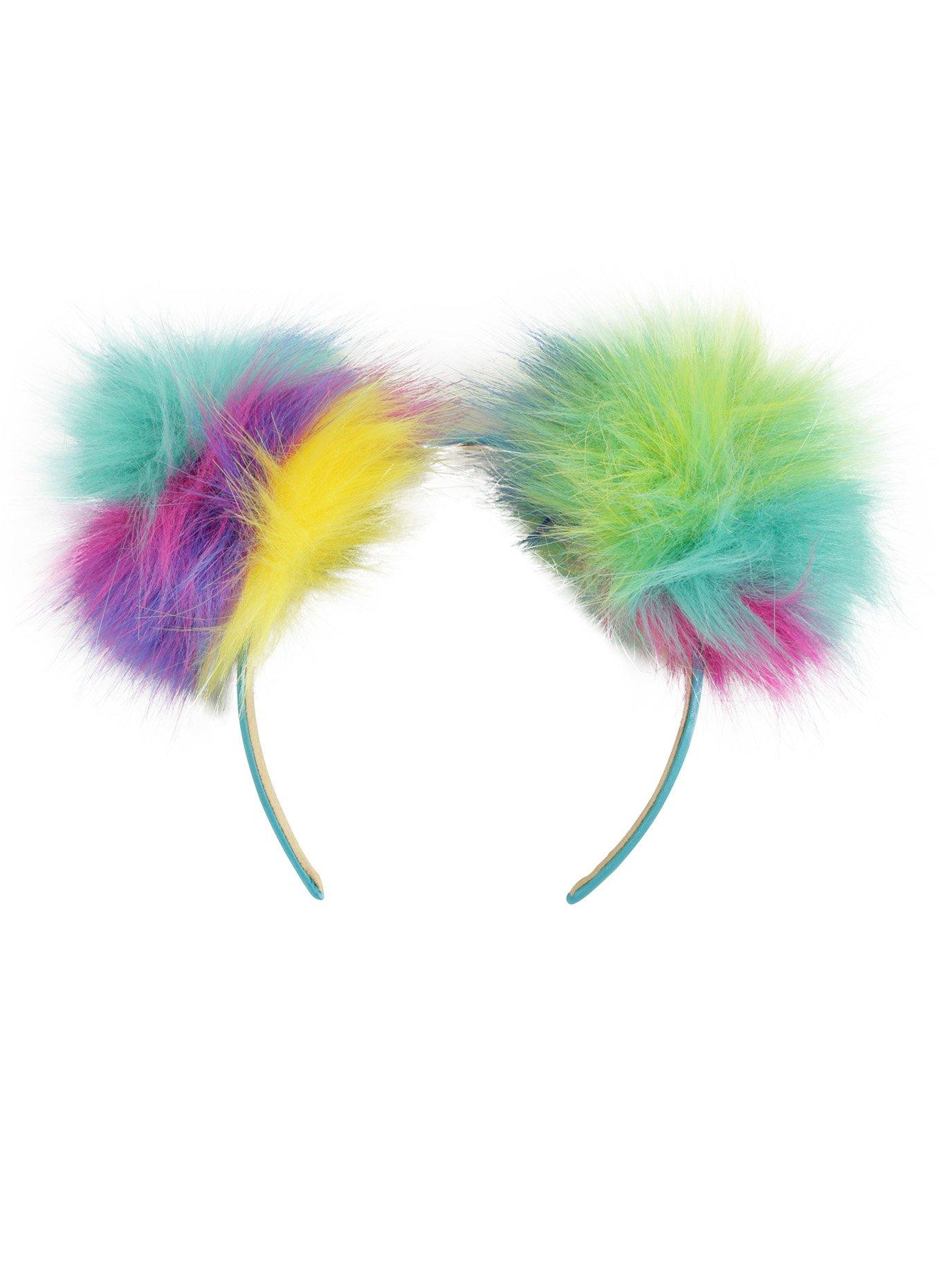 Large Rainbow Pom Pom Headband, , alternate