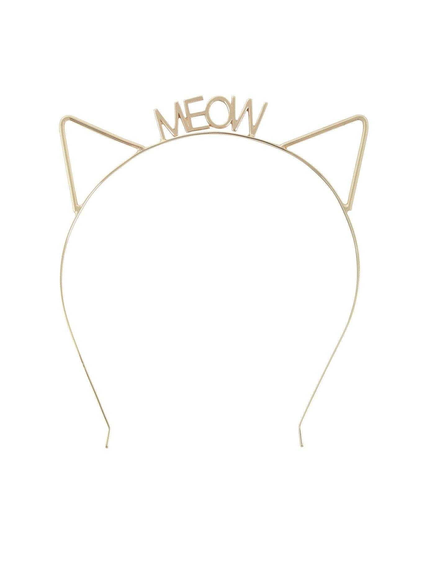 Gold Meow Cut Out Cat Ear Headband, , alternate