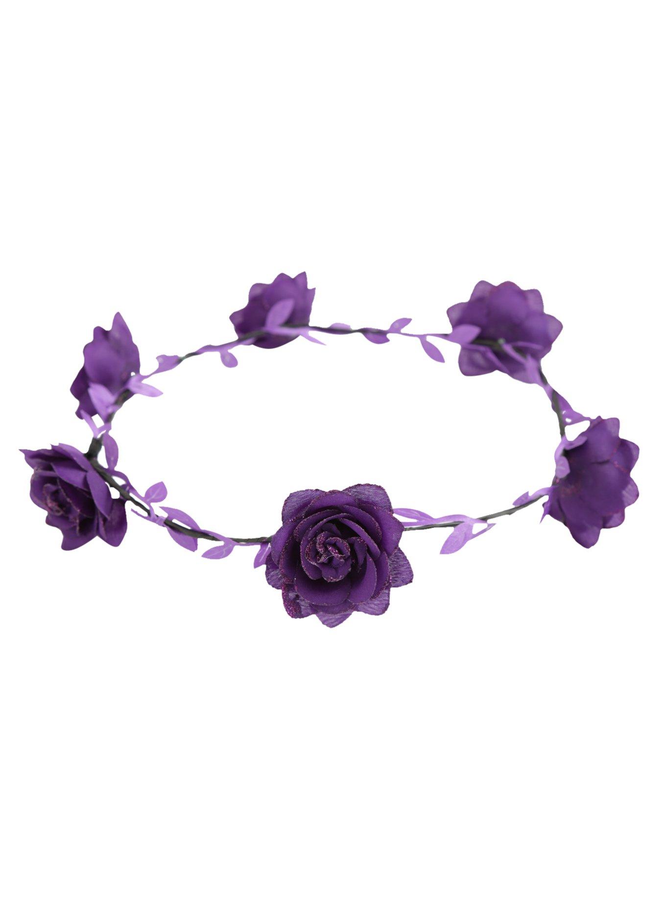 Purple Glitter Flower Crown, , alternate