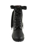 Black Floral Lined Wide Width Combat Boots, , alternate