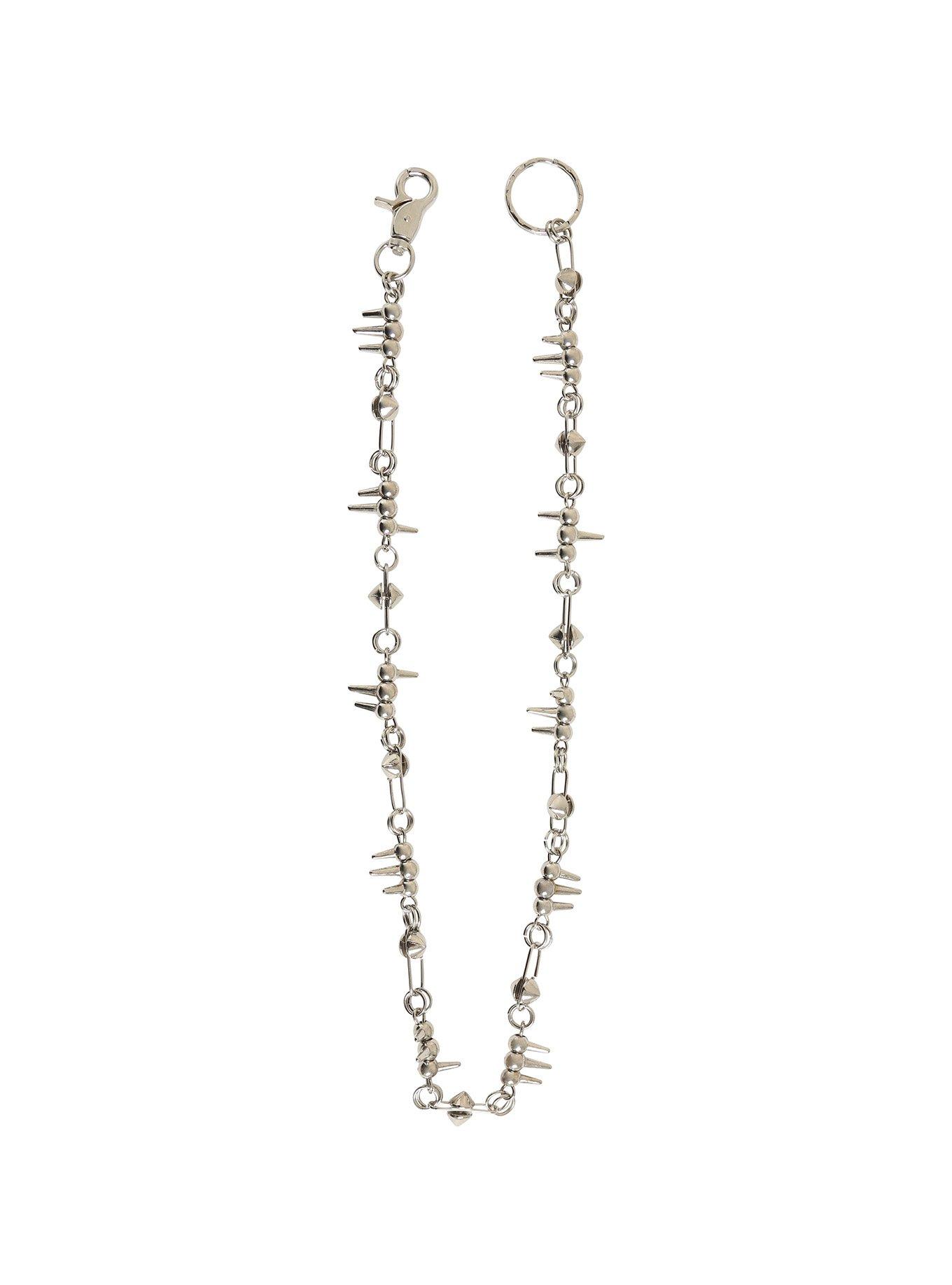 Chrome 24" Spiked Wallet Chain, , alternate