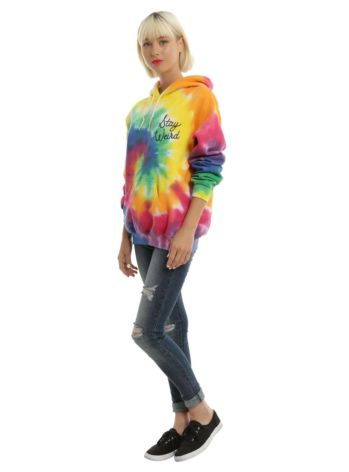 Tie Dye Stay Weird Girls Hoodie, , alternate