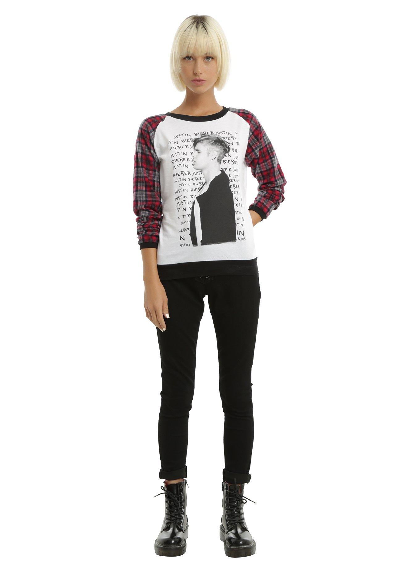 Justin Bieber Plaid Girls Sweatshirt, , alternate