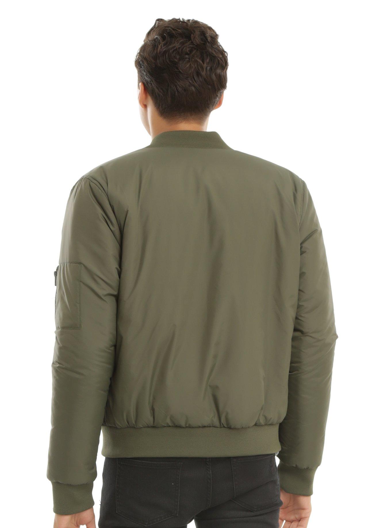 Olive Green Guys Bomber Jacket, , alternate