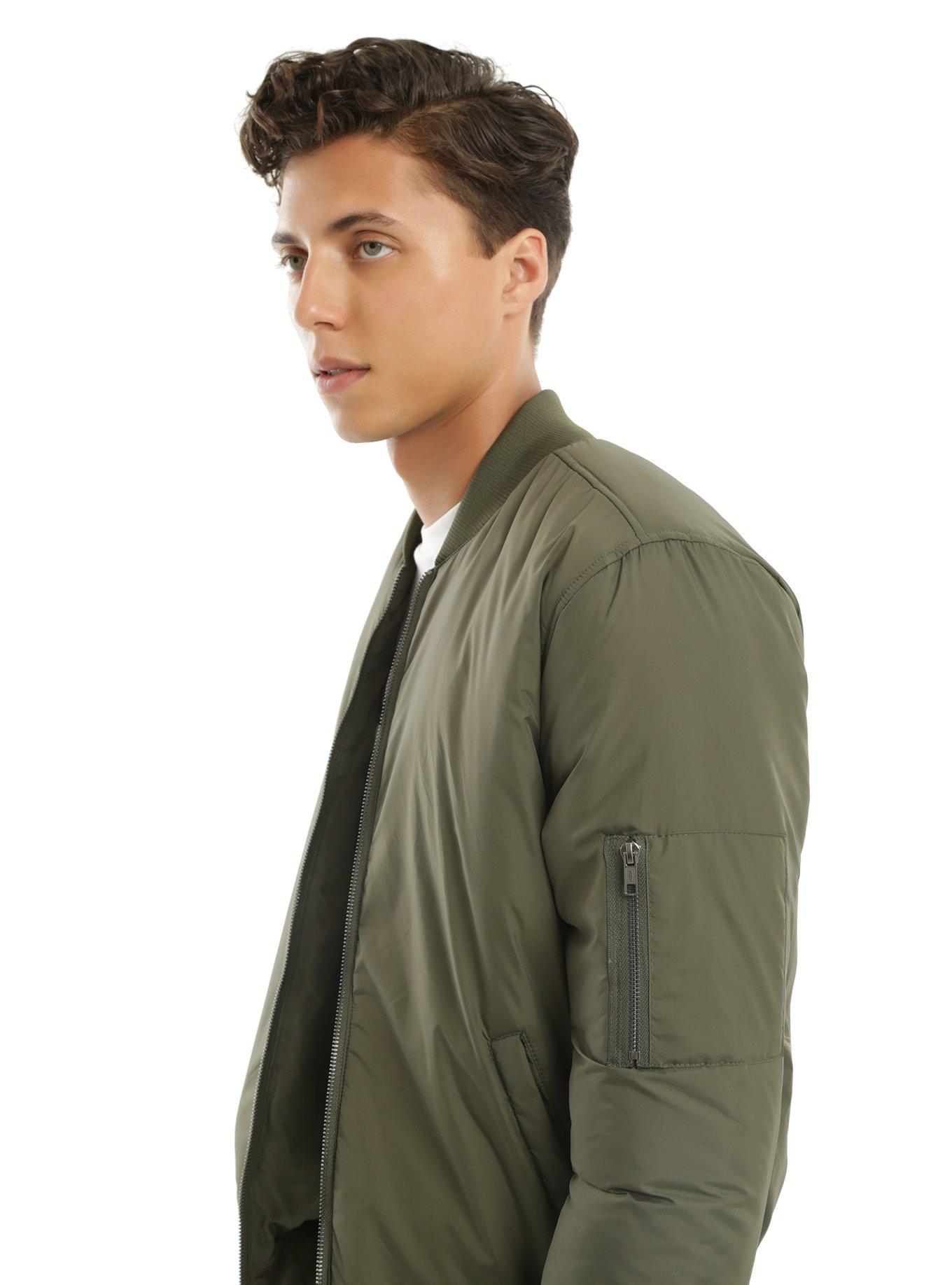 Olive Green Guys Bomber Jacket, , alternate