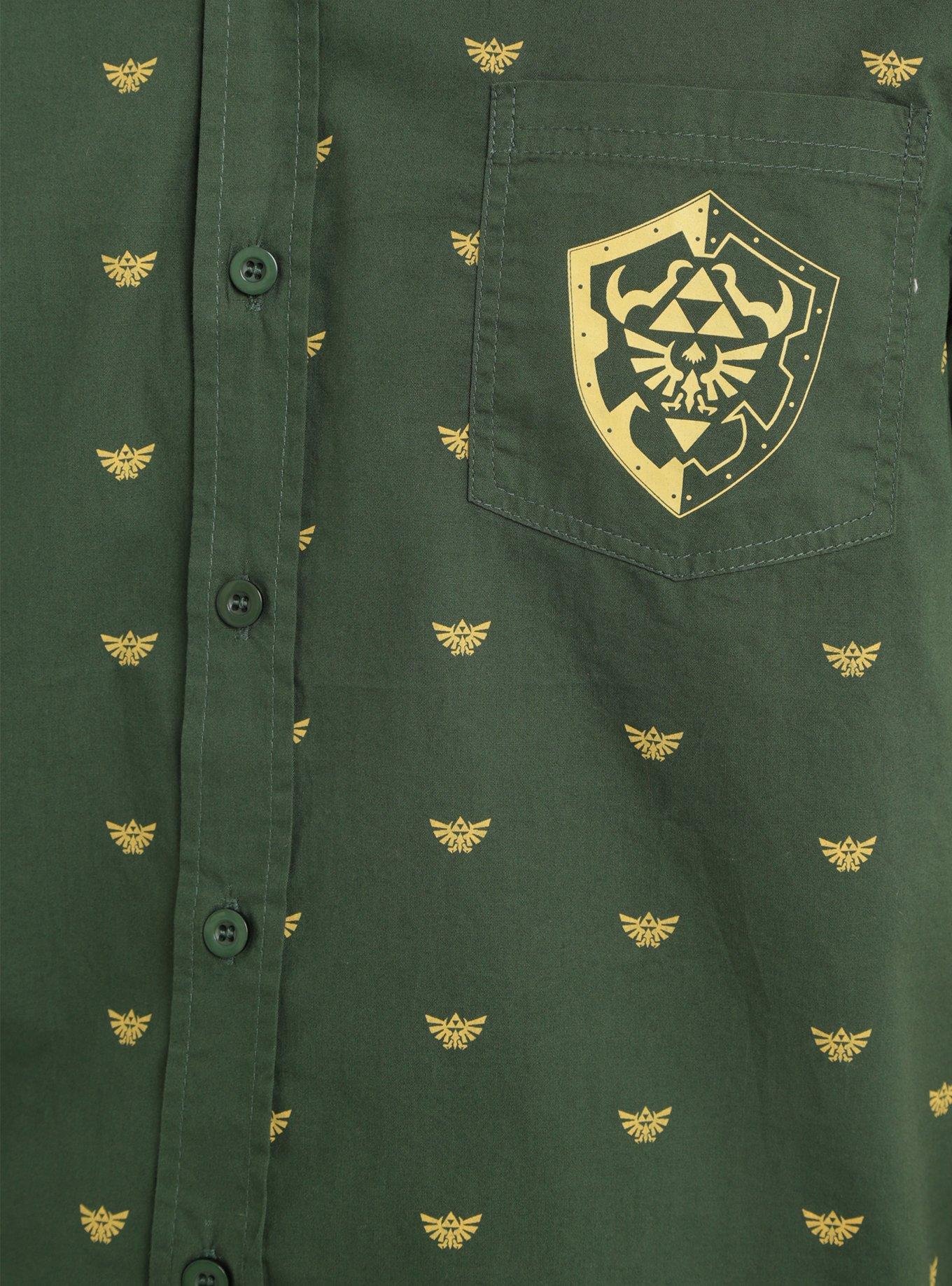 The Legend Of Zelda Hylian Crest Short-Sleeved Woven Button-Up, , alternate