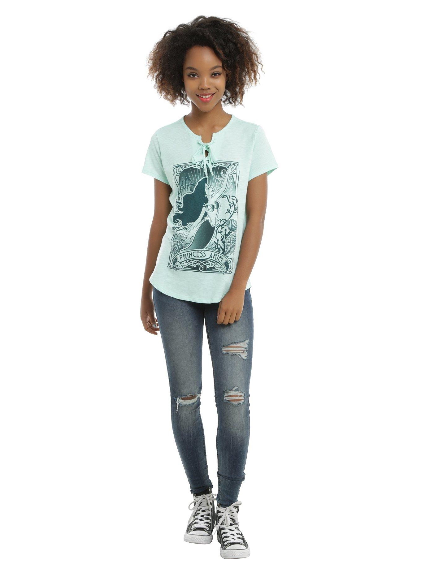 Disney The Little Mermaid Ariel Lace-Up Tarot Card Girls T-Shirt, , alternate