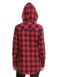 Red & Black Buffalo Plaid Girls Hooded Tunic Woven Button-Up, , alternate