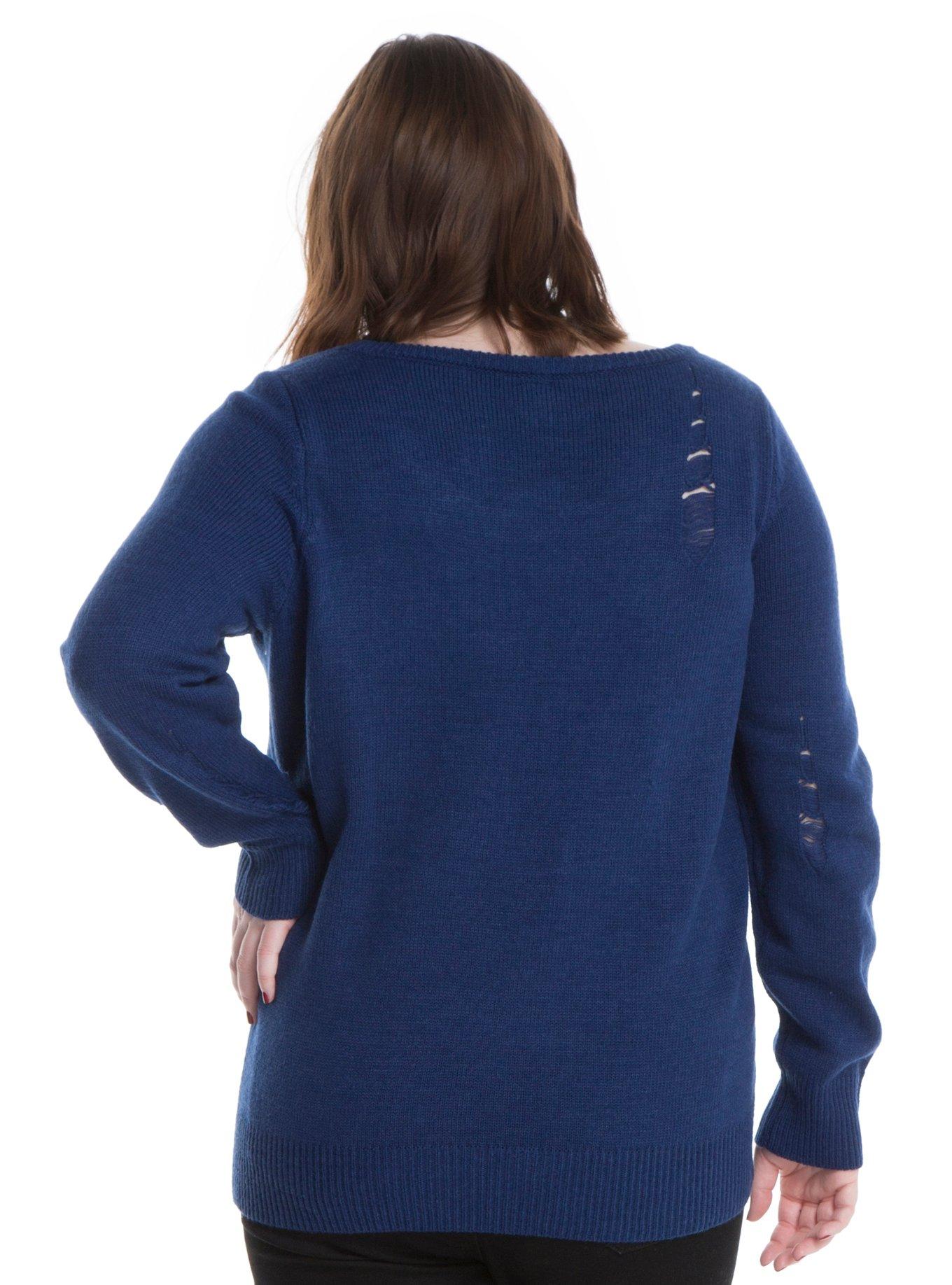 Doctor Who TARDIS Distressed Girls Sweater Plus Size, , alternate