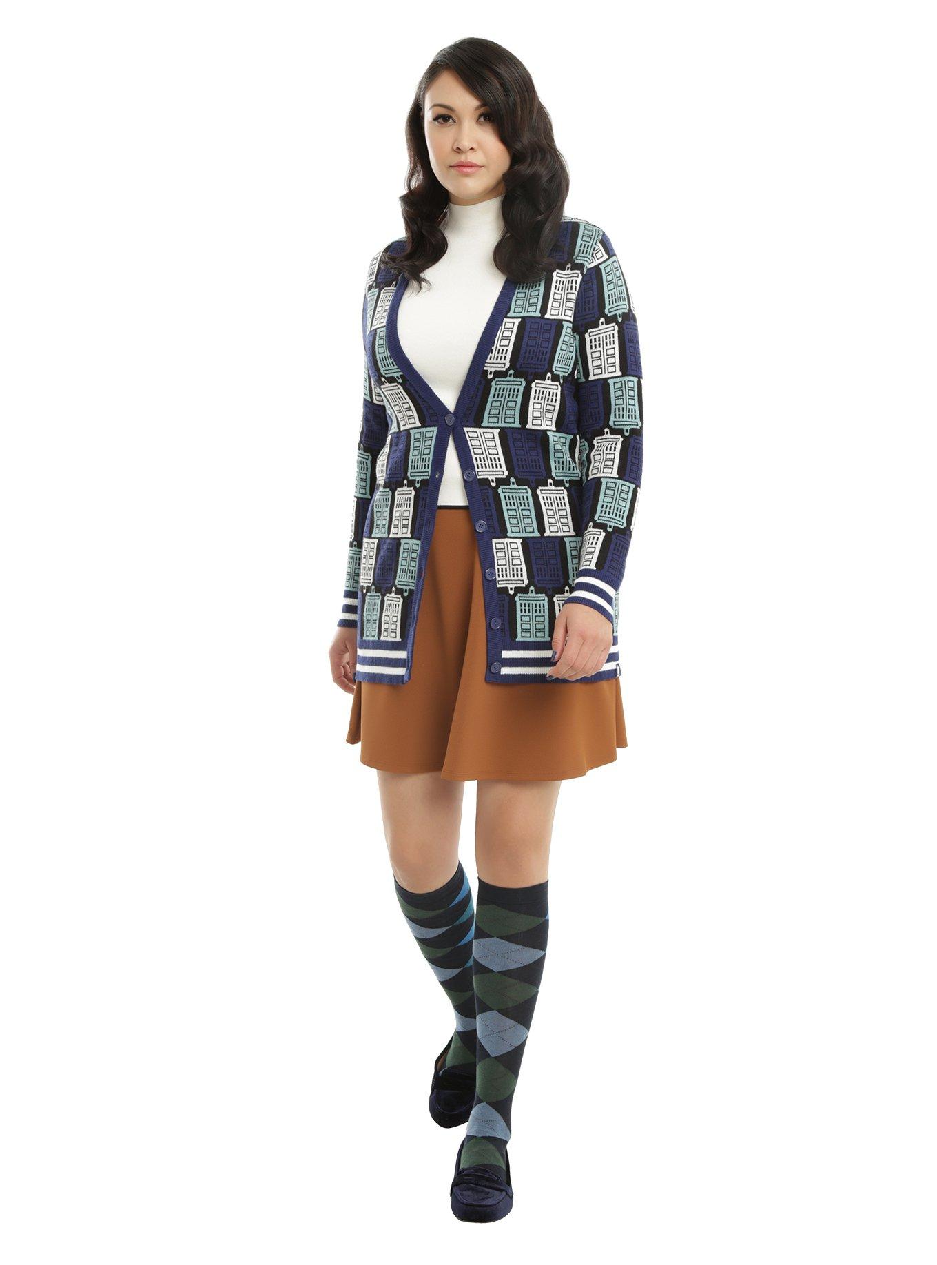 Doctor Who TARDIS Print Girls Cardigan Plus Size, , alternate