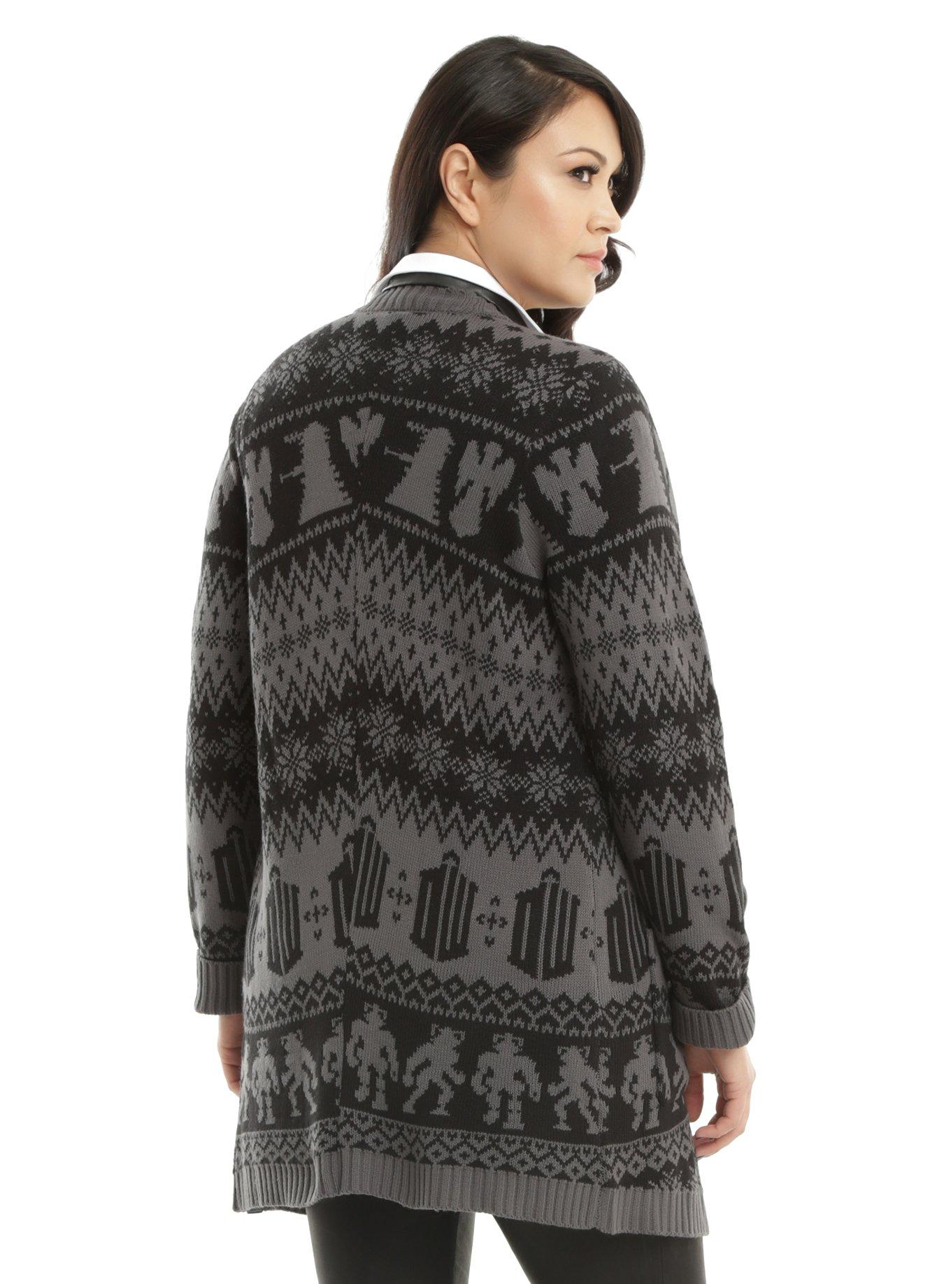 Doctor Who Black & Grey Girls Flyaway Cardigan Plus Size, , alternate